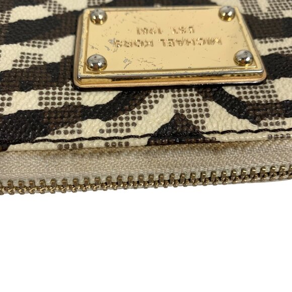 Michael Kors Jet Set Continental Wallet Vanilla MK Signature Tiger Stripes - Picture 4 of 12